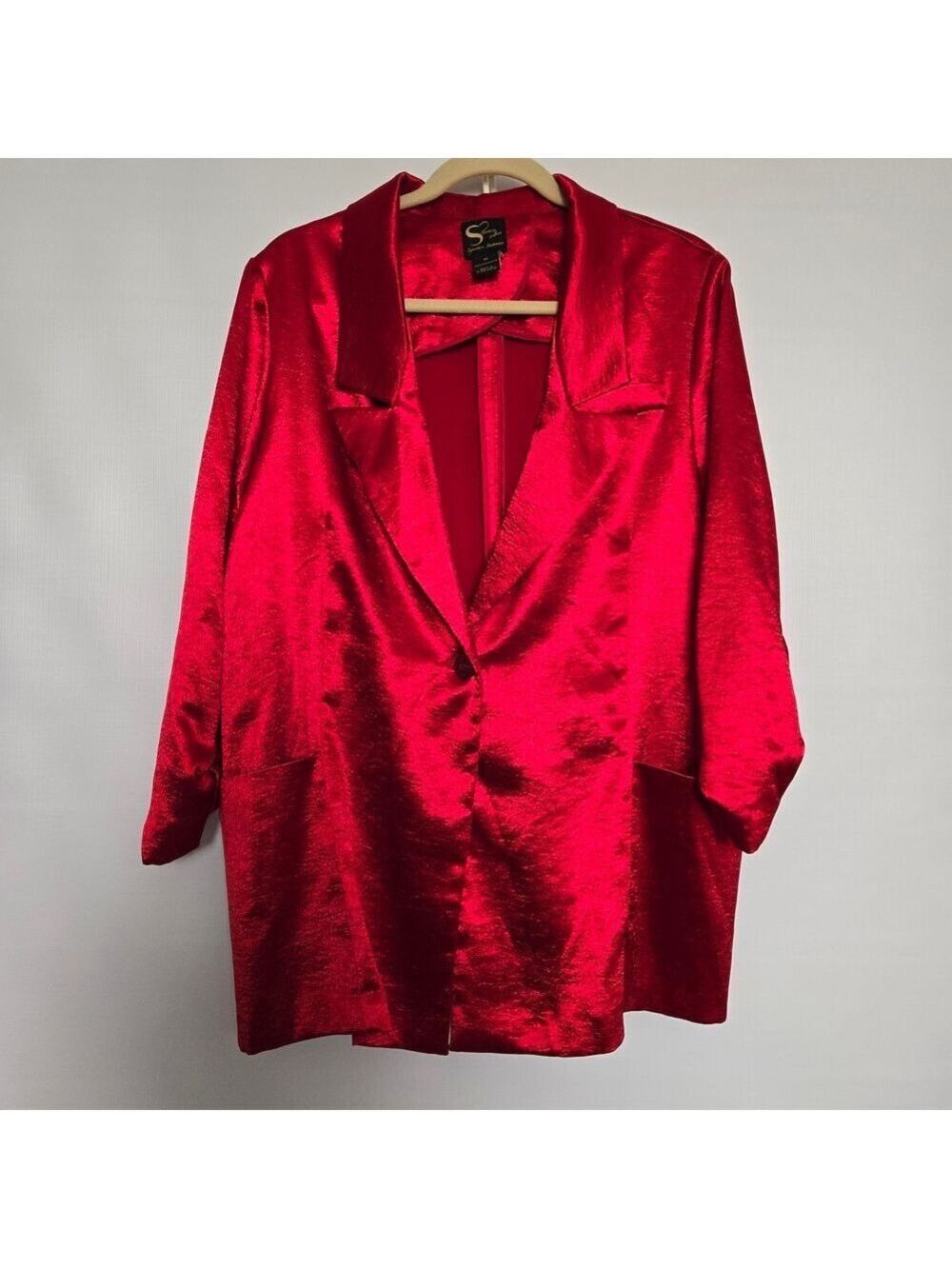 SERENA WILLIAMS RED SATIN BLAZER JACKET WOMENS NWOT SIZE 1X